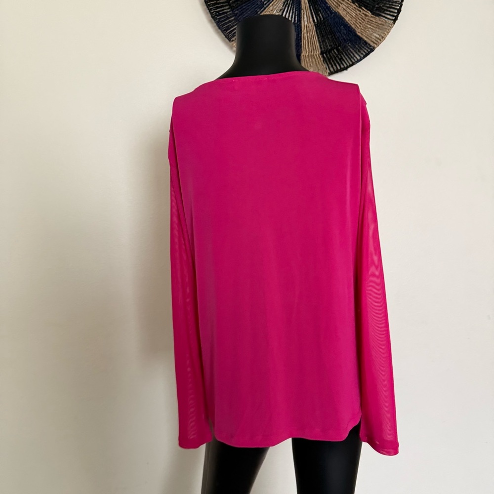 Calvin Klein Vibrant Pink Twist Blouse - Picture 8 of 12